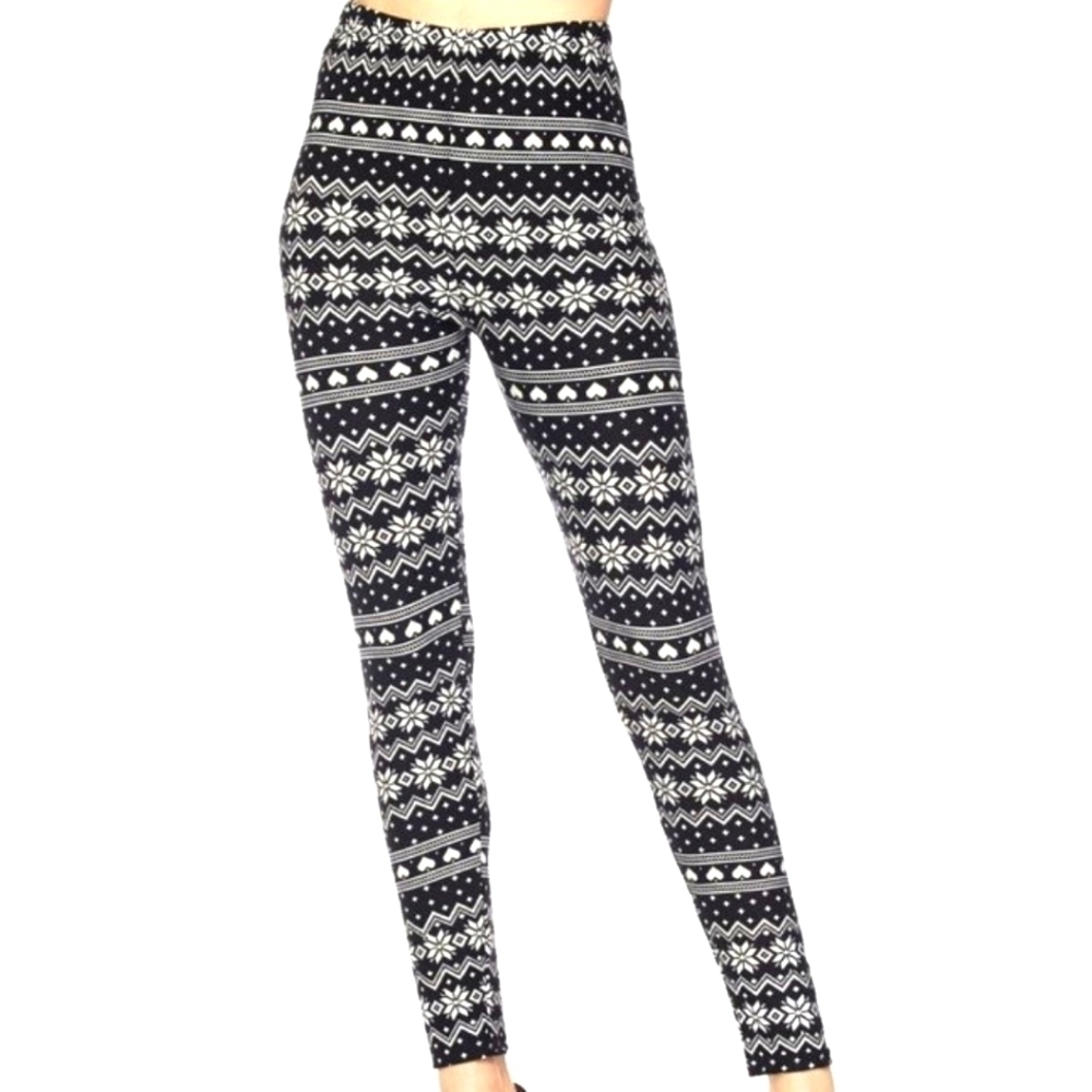 LEGGINGS DEPOT KID'S Winter Snowflake Fair Isle Knit Print  Leggings SIZE SMALL
